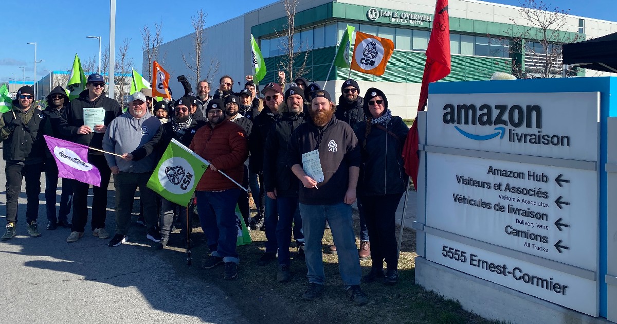 Amazon workers become the first to unionize at one of the company’s Canadian warehouses