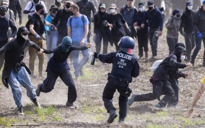 Climate protestors clash with police outside Tesla’s German gigafactory
