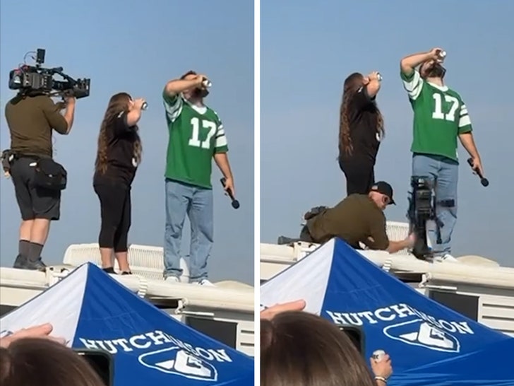 Jason Kelce Kilos Beer On High of RV, Cameraman Falls Via Ceiling