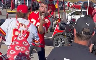 Jason Kelce Learns Beer Can Party Trick From Swiftie At Chiefs Tailgate