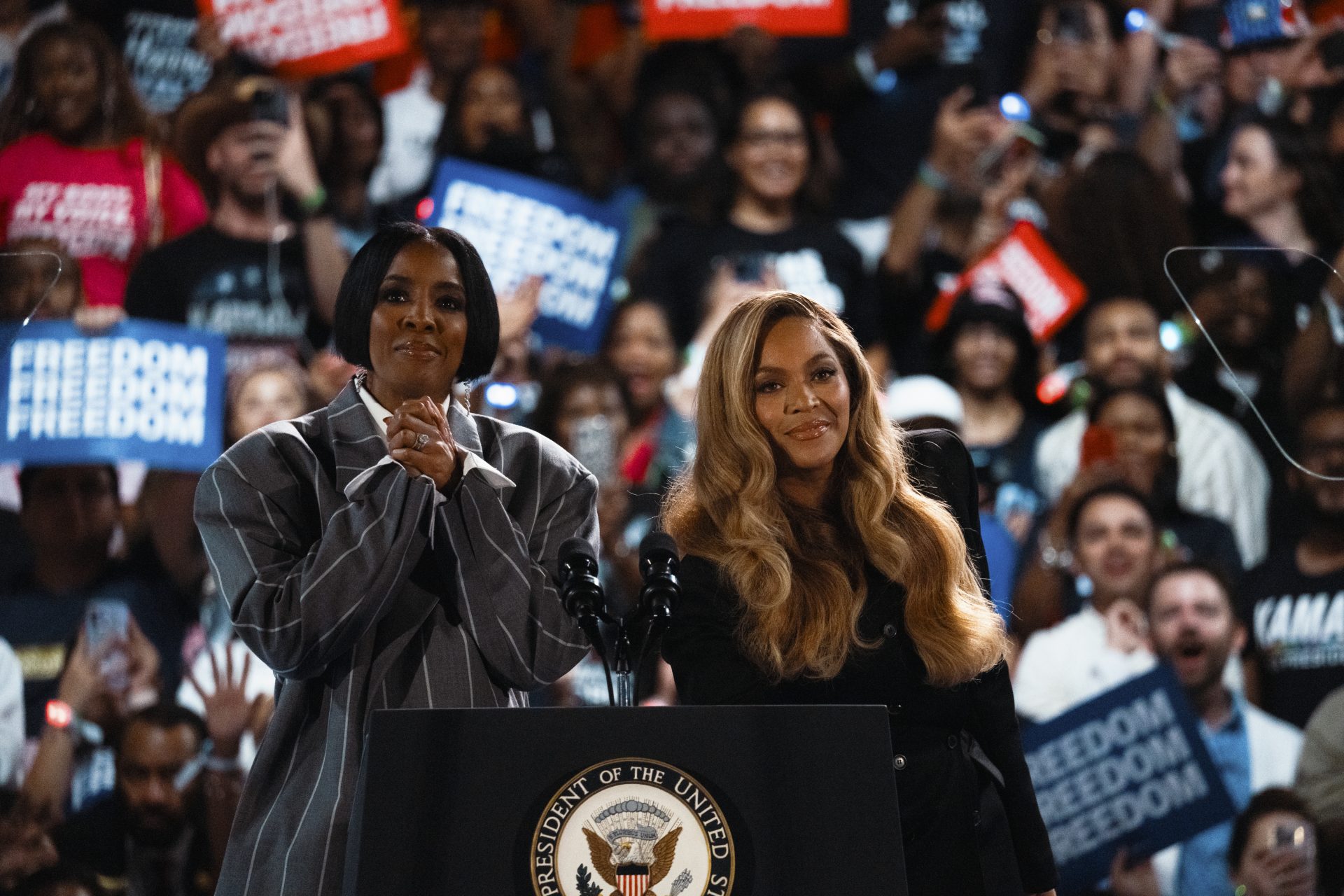 Beyoncé & Kelly Rowland Endorse VP Kamala Harris In Houston