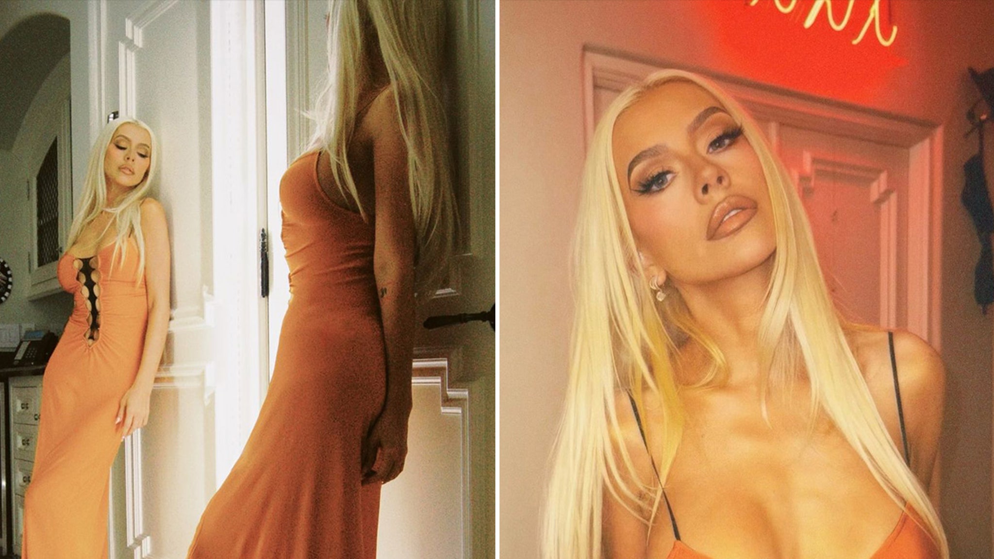 Christina Aguilera Flaunts Slim Figure In Halloween Dress