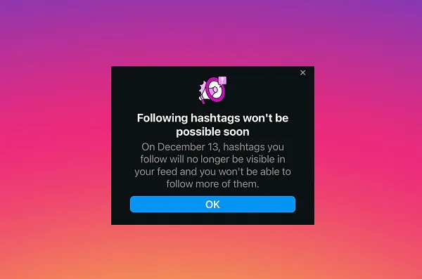 Removing the Option to Follow Hashtags on Instagram