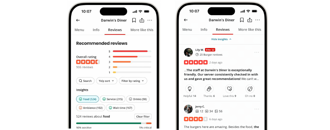 AI-Powered Scores Enhance Yelp Business Pages
