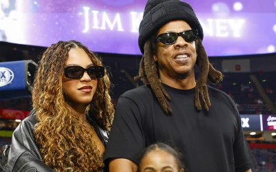 Jay-Z Enjoys Super Bowl Sidelines with Daughters Blue Ivy and Rumi
