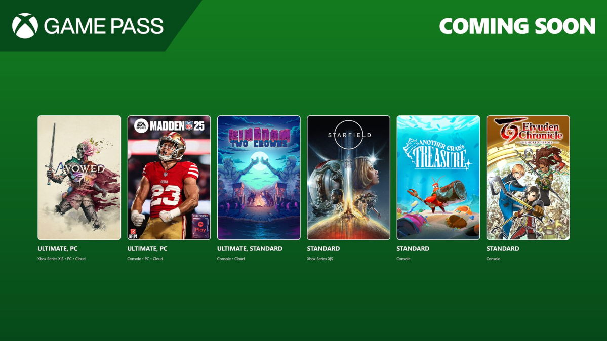Game Pass Adds Avowed and Madden NFL 25 in February