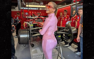 Sexy Pink Catsuit: Jennifer Lopez Dazzles at F1 Grand Prix