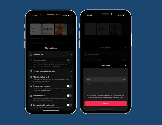 Scheduling Options Added by TikTok in Post Composer