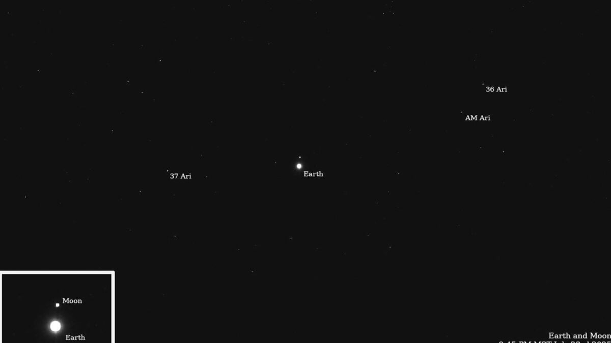 Deep Space Image Reveals Earth and Moon from 180 Million Miles