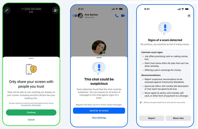 Warnings to Protect Older Users from Common Scams by Meta