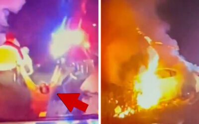 Dramatic Video of New Jersey Cops Rescuing Driver from Fire