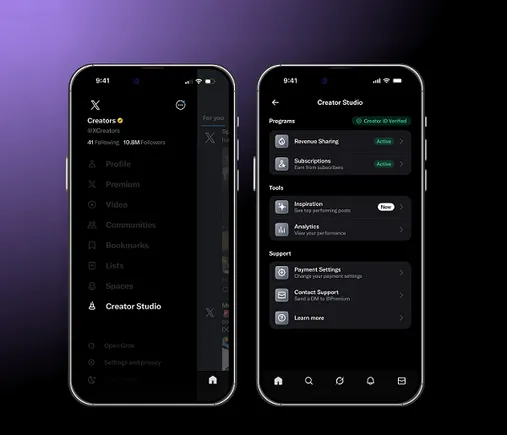 New Creator Studio Hub on Mobile by X