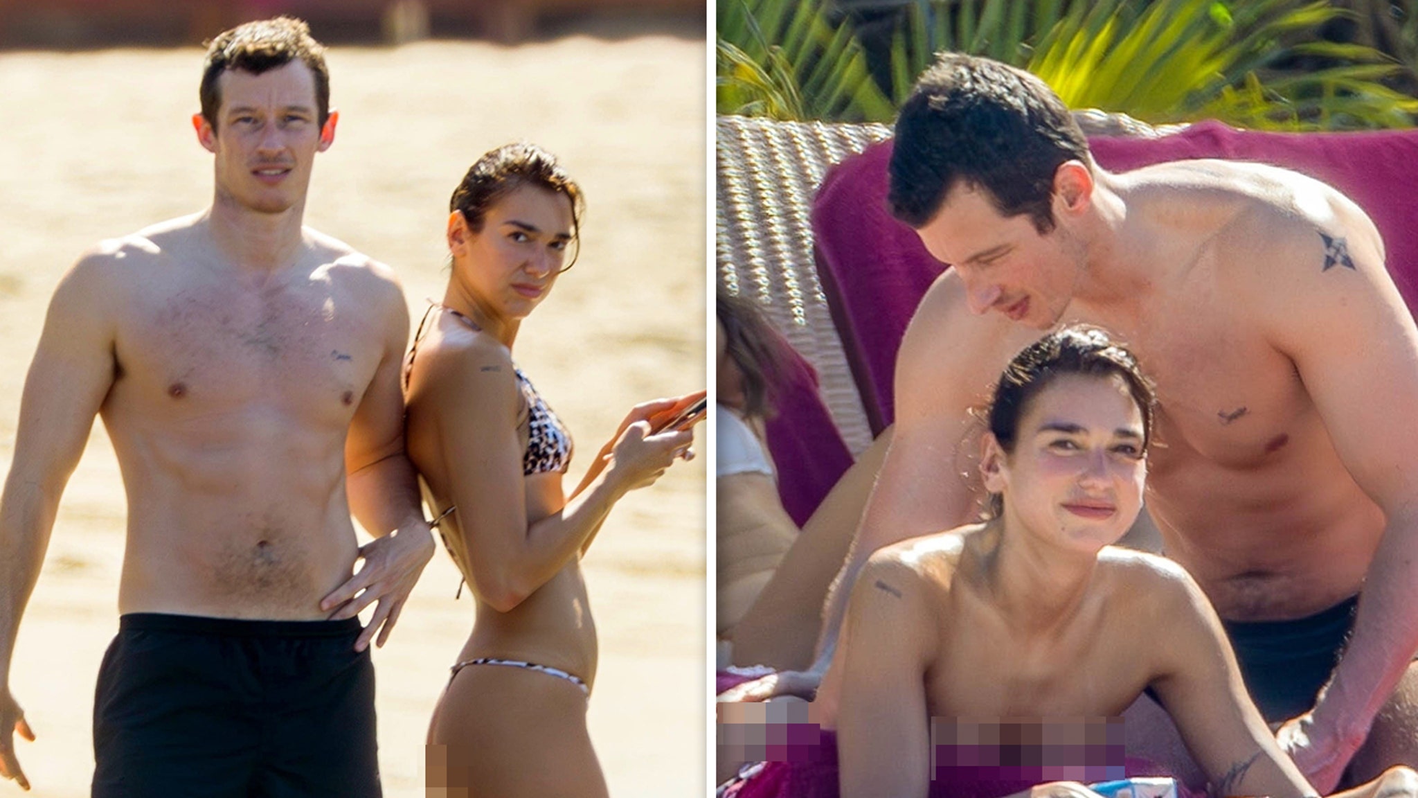Dua Lipa Shows PDA with Fiancé Callum Turner at the Beach