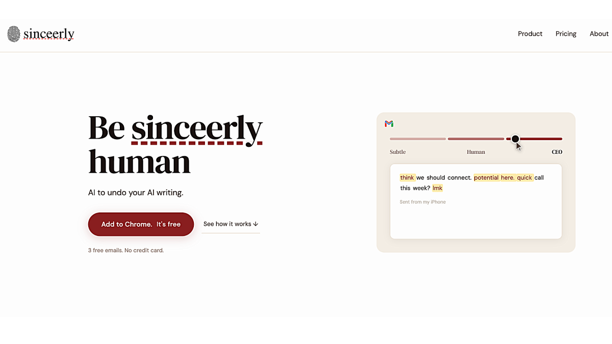 Sinceerly: An AI Tool for Authentic Writing
