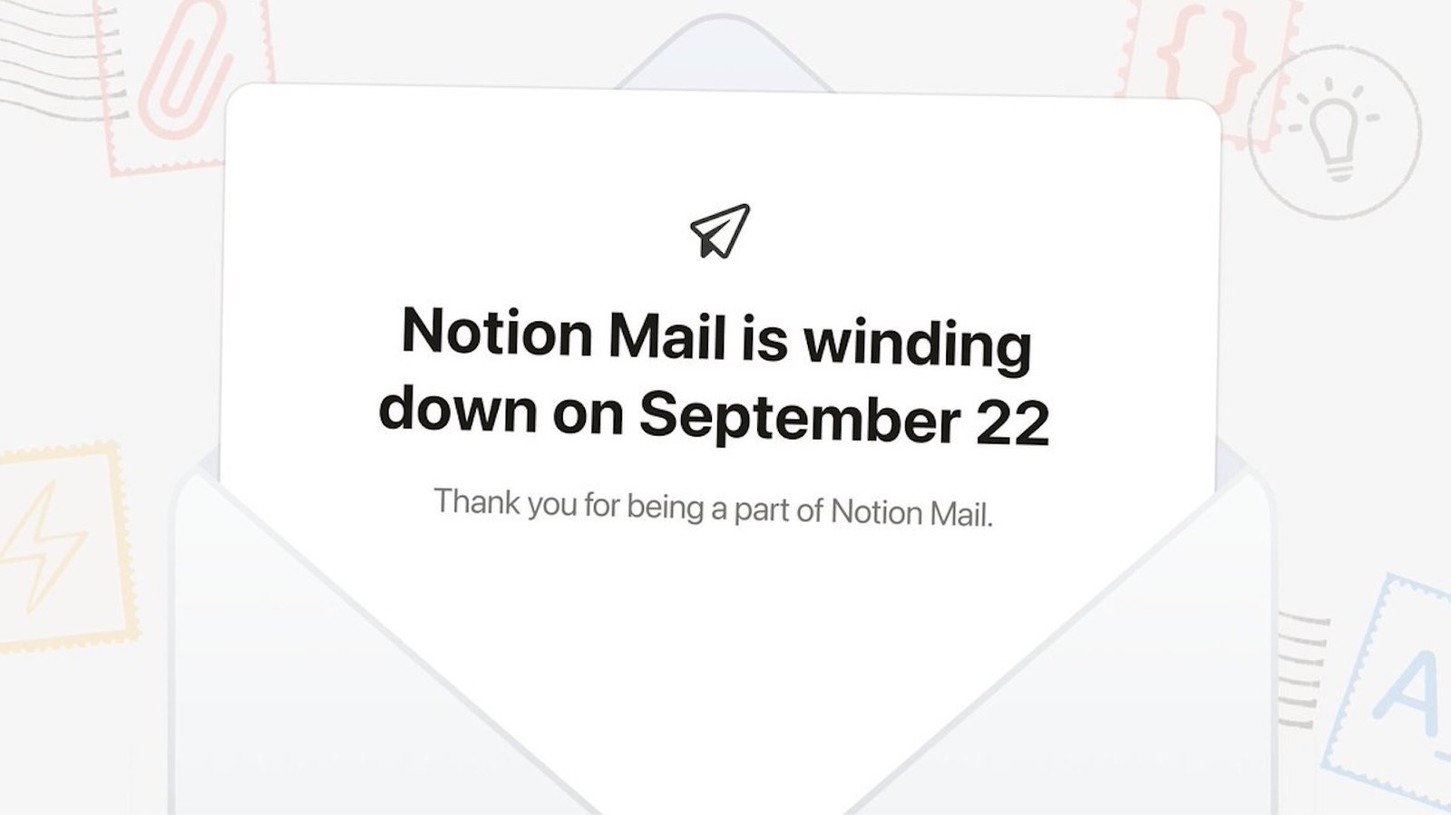 Notion Mail Shutdown Announcement