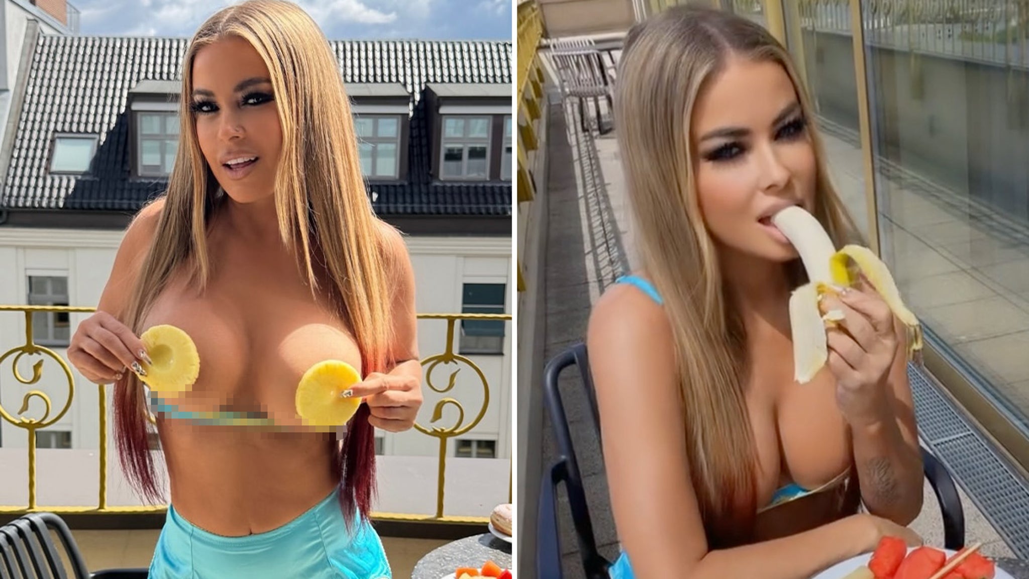 Topless Fruit Session with Carmen Electra: Utterly Steamy