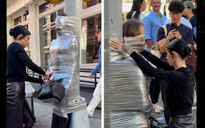 Dominatrix Tapes Man to NYC Street Post with Alexander Wang